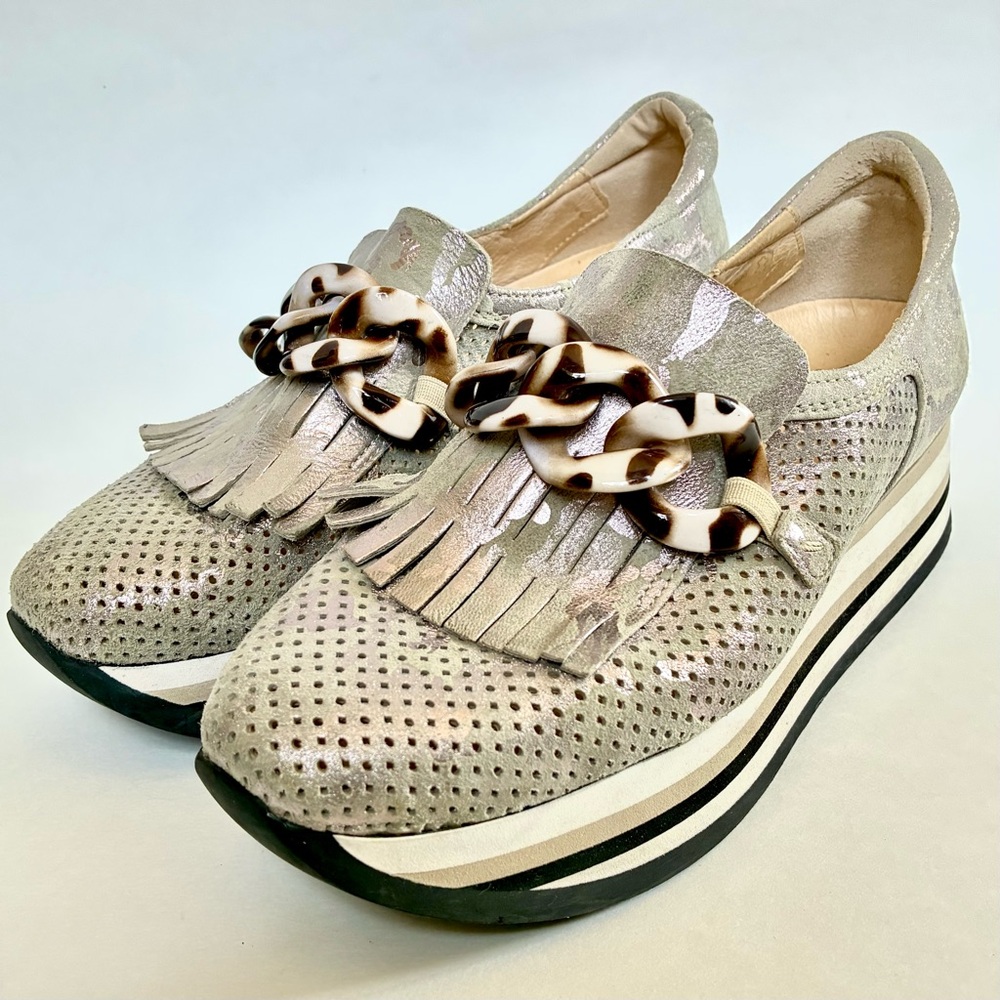 Softwaves Cadie Leather Wedge Platform Sneaker Co… - image 2